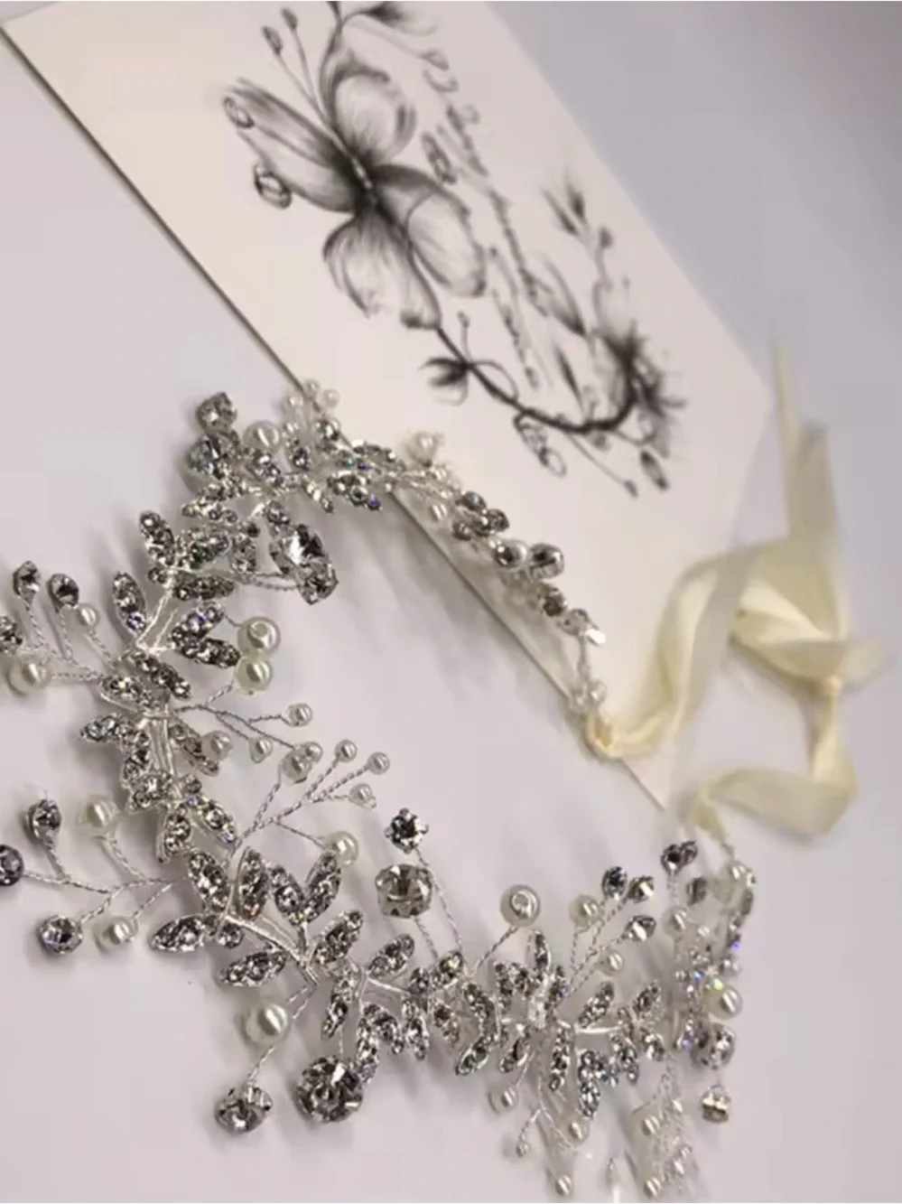 Crystal Floral Bridal Headband - Silver